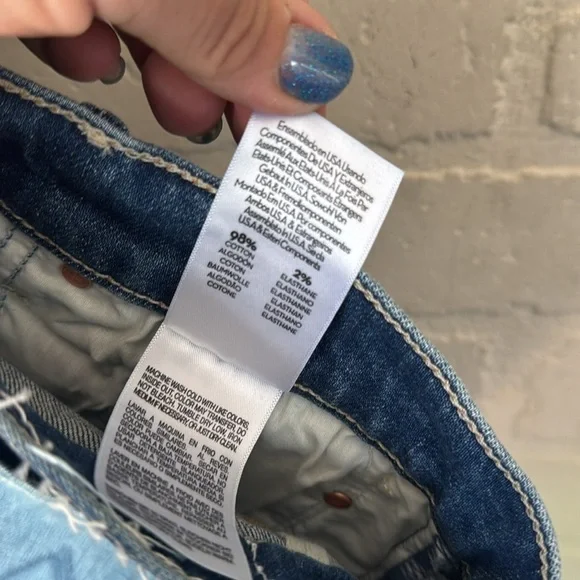 Mother full pipe flood jeans denim Blue it’s a small world NWT size 32 - Picture 10 of 12